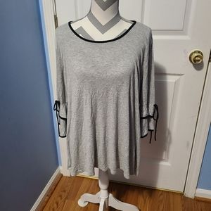 Gray Ruffle Layer Sleeve Top